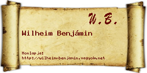 Wilheim Benjámin névjegykártya